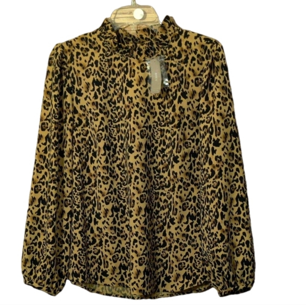 J.Crew Ruffle Neck Long Sleeve Blouse NWT Size Large